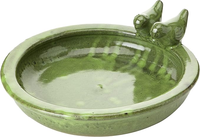Esschert bain d'oiseau céramique vert